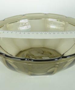 Schaal met intaglio orchidee - Grijsbruin glas