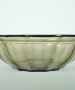 Schaal met intaglio orchidee - Grijsbruin glas