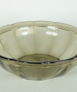 Schaal met intaglio orchidee - Grijsbruin glas