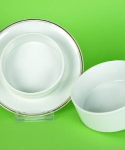 Botervloot rond wit met gouden bies - porselein