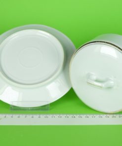 Botervloot rond wit met gouden bies - porselein