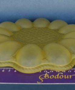 Eierbord, presenteerschaal voor gevulde eieren - geel matglas