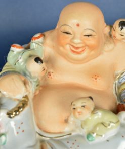 Lachende Boeddha 5 kinderen - mat en glanzend glazuur - Chinees porselein