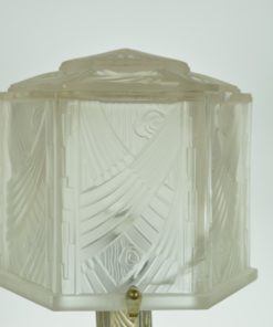 Lamp Hettier & Vincent France Art Deco -brons, nikkel en Baccarat kristal