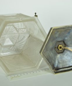 Lamp Hettier & Vincent France Art Deco -brons, nikkel en Baccarat kristal