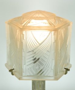 Lamp Hettier & VIncent France Art Deco -brons, nikkel en Baccarat kristal