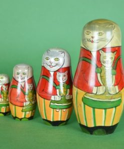 Russische Kat Matroesjka - 5 houten poppen