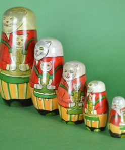 Russische Kat Matroesjka - 5 houten poppen