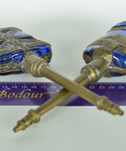 Spaanse azuurblauwe flessen - glas en koper