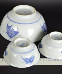 Schalen met koi karper - Chinees porselein - set van 3
