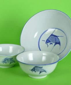 Schalen met koi karper - Chinees porselein - set van 3