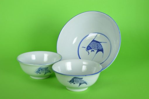 Schalen met koi karper - Chinees porselein - set van 3