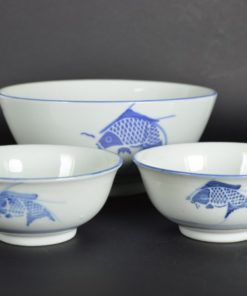 Schalen met koi karper - Chinees porselein - set van 3