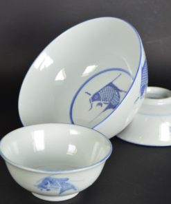 Schalen met koi karper - Chinees porselein - set van 3