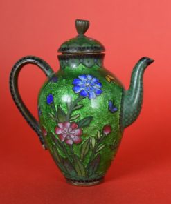 Kleine theepot cloisonné groen - antiek