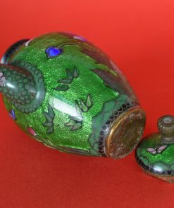 Kleine theepot cloisonné groen - antiek
