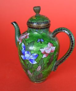 Kleine theepot cloisonné groen - antiek