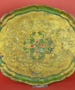 Dienblad groen en goud - Papier-maché
