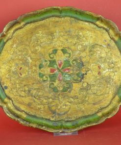 Dienblad groen en goud - Papier-maché