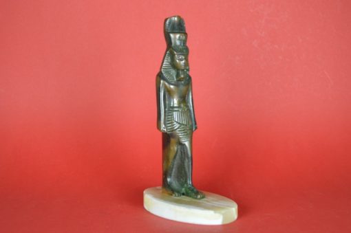 Staand beeld Egyptische Farao - koper op marmeren voet