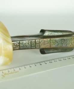 Staand beeld Egyptische Farao - koper op marmeren voet