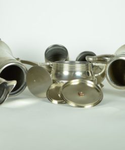 Thee-,koffieservies, Kurz & co Tiel Art Deco - zilver tin - 6-deling