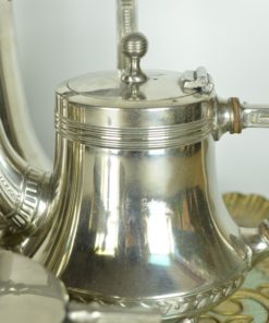 Thee-,koffieservies, Kurz & co Tiel Art Deco - zilver tin - 6-deling