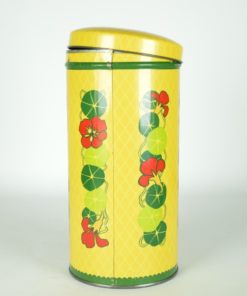 Beschuitbus geel met rode en groene bloemen - Verkade