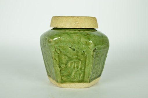 Gemberpot met deksel olijfkleurig glazuur - aardewerk