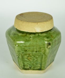 Gemberpot met deksel olijfkleurig glazuur - aardewerk