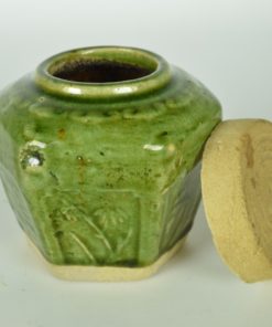 Gemberpot met deksel olijfkleurig glazuur - aardewerk