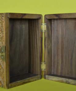 Doosje met uitgestoken ruit en bloemen - hardhout