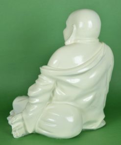 Lachende gelukkige Boeddha - glimmend wit