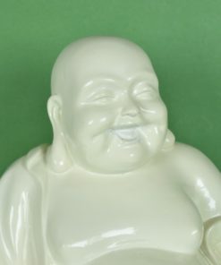 Lachende gelukkige Boeddha - glimmend wit