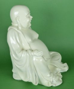 Lachende gelukkige Boeddha - glimmend wit