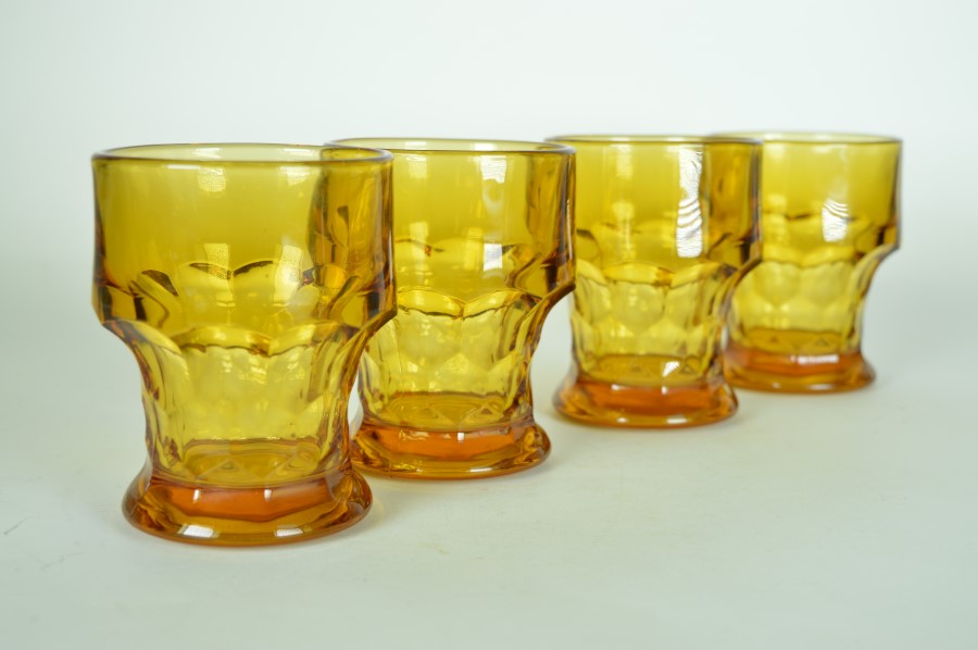 4 Drinkglazen Amberkleurig glas - Bormioli Rocco & Figlio Italy - Jaren ‘60