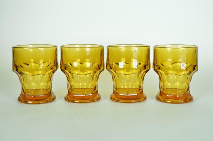 4 Drinkglazen Amberkleurig glas - Bormioli Rocco & Figlio Italy - Jaren ‘60