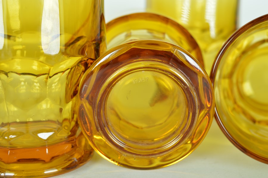 4 Drinkglazen Amberkleurig glas - Bormioli Rocco & Figlio Italy - Jaren ‘60