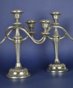 Kandelaars - driearmig Lanthe England 1958 - verzilverd - set van 2