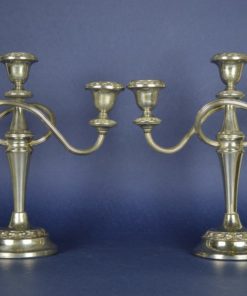 Kandelaars - driearmig Lanthe England 1958 - verzilverd - set van 2