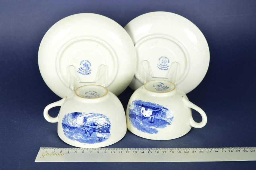 Kop en schotels decor Landschap - Société Céramique Maestricht - keramiek - set van 2