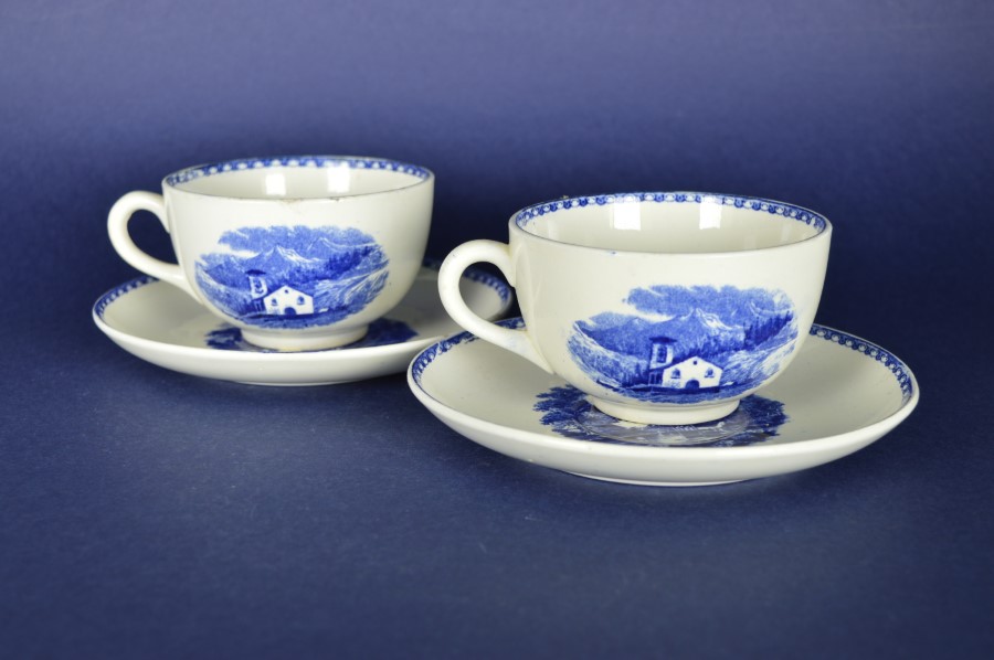 Kop en schotels decor Landschap - Société Céramique Maestricht - keramiek - set van 2