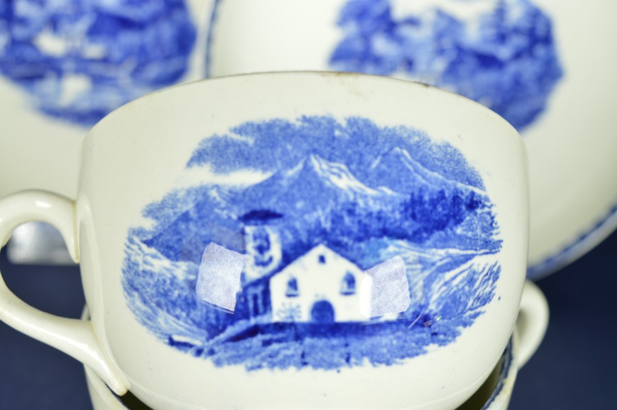 Kop en schotels decor Landschap - Société Céramique Maestricht - keramiek - set van 2