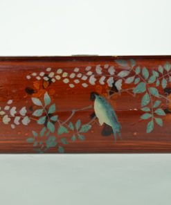Lakdoos voor penselen met blauwe zwaluw -antiek