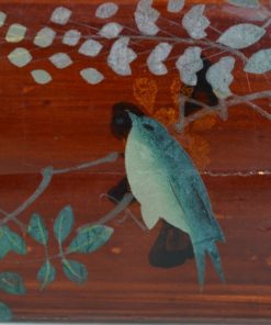 Lakdoos voor penselen met blauwe zwaluw -antiek