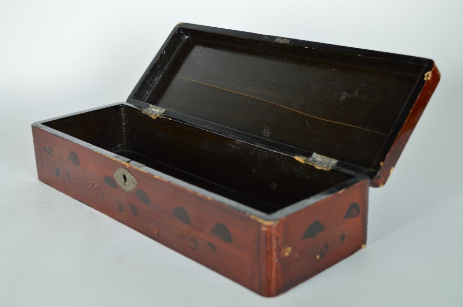 Lakdoos voor penselen met blauwe zwaluw - antiek Japans - Afbeelding 3