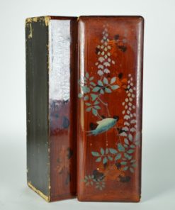 Lakdoos voor penselen met blauwe zwaluw -antiek