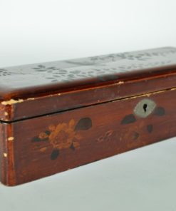 Lakdoos voor penselen met blauwe zwaluw -antiek