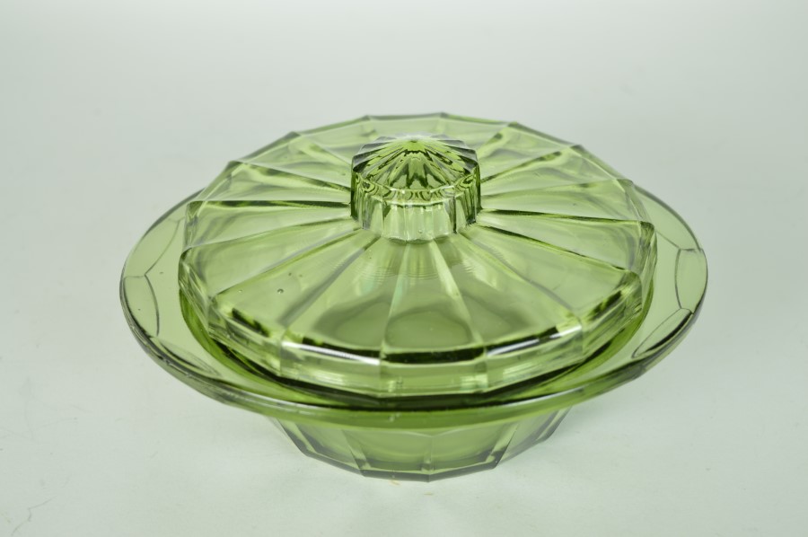 Botervloot groen glas - A. D. Copier Neerlandia Leerdam