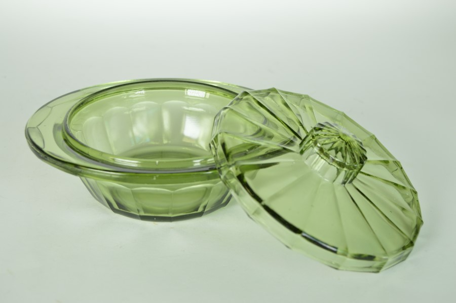 Botervloot groen glas - A. D. Copier Neerlandia Leerdam